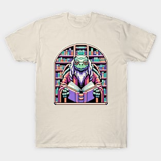 Wisdom Keeper - Cybernetic Turtle Librarian Pixel Art T-Shirt